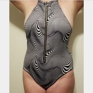 Trippy Black & White Rave Bodysuit